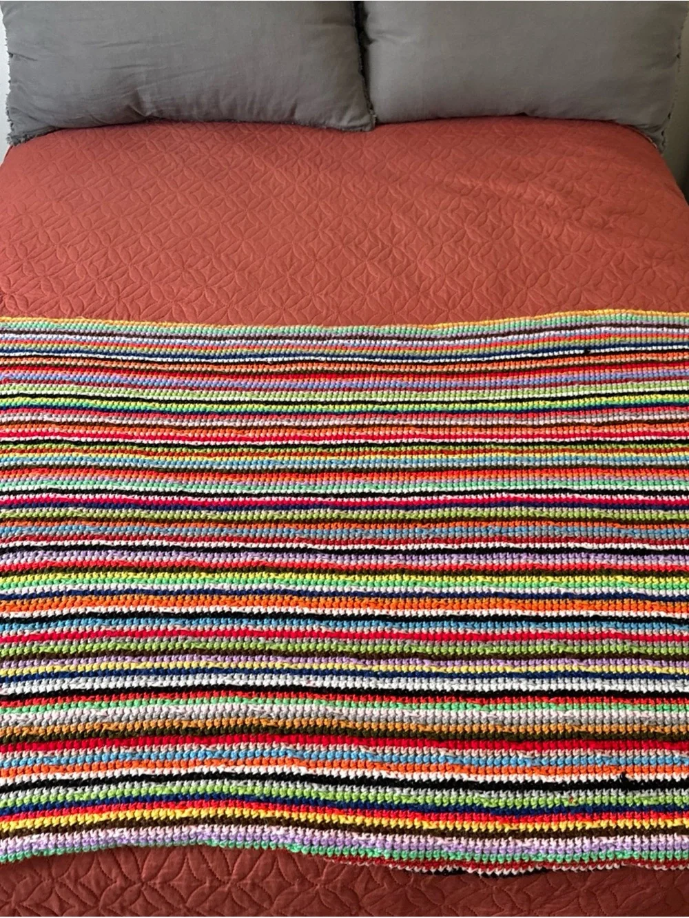 Colorful Multistripe Crochet Throw Blanket - Vibrant Stripes